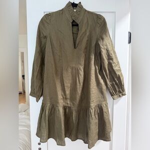 Tuckernuck Palmerston Olive Green Linen Mini Dress